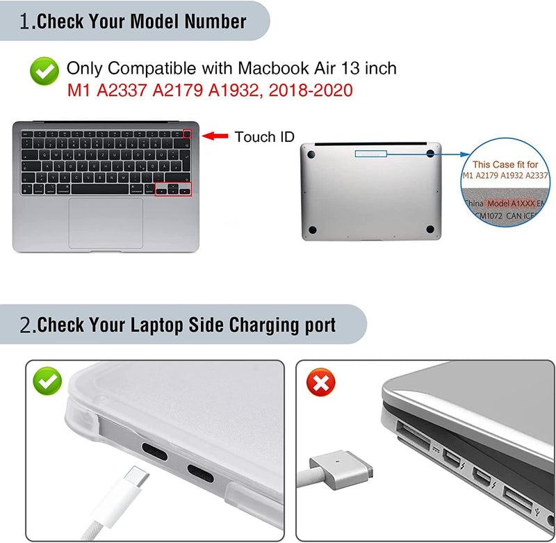  [AUSTRALIA] - BlueSwan New Upgraded MacBook Air 13 inch Case 2018-2021 Model M1 A2337 A2179 A1932, Anti-Cracking and Anti-Fingerprint Hard Shell Case, TPU+PC, Frosted Clear Frosted Clear (Clear Bumper)