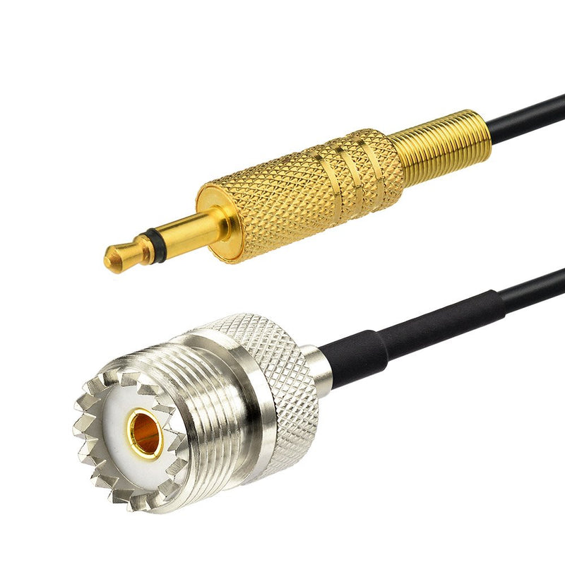 Eightwood UHF Female SO239 to 3.5mm Mono 1/8" TS Stereo Plug Adapter Antenna Extension Cable 3 feet - LeoForward Australia