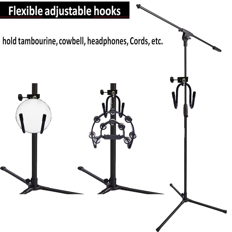  [AUSTRALIA] - Headphone Hanger Stand Mount, Clamp-On Universal Accessory Holder, for Studio Microphone/Musical Stand for Headset, Cords, Tambourines, Cowbell, etc - No Instrument