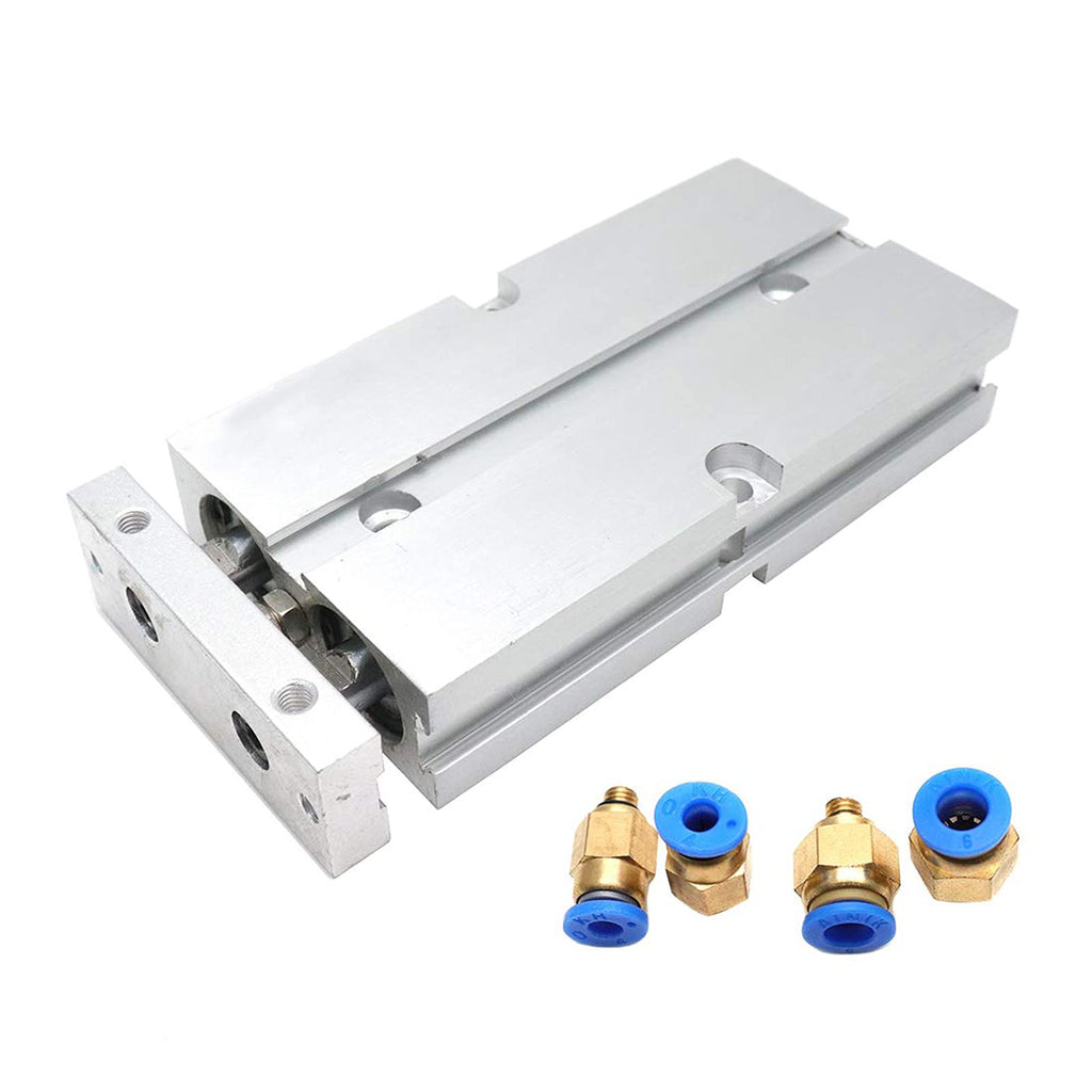  [AUSTRALIA] - Sydien 16mm Bore 50mm Stroke Pneumatic Air Cylinder Double Action Double Rod with 4Pcs Straight Quick Fitting (TN16X50)