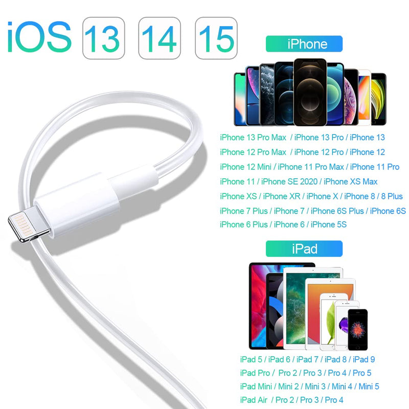  [AUSTRALIA] - iPhone Charger, JAHMAI 5Pack 6ft Lightning Cable[Apple MFi Certified]Fast Charging High Speed Data Sync Phone Cord Compatible with iPhone 13 12 11 Pro Max XS MAX XR XS X 8 7 Plus 6S SE iPad Mini