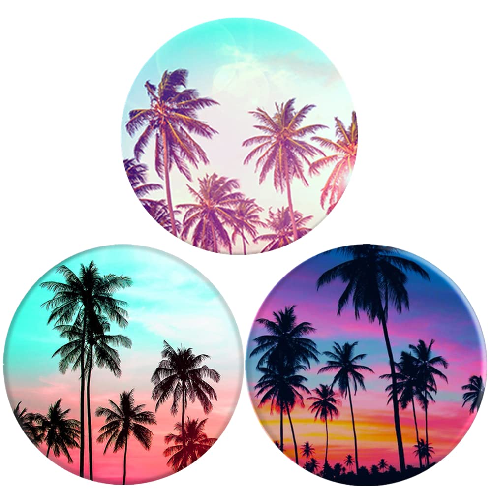  [AUSTRALIA] - Multi-Functional Grip Mobile Phone Stands and Finger Holder (3 Pack) - Blue Pink Purple Palm Trees Coconut