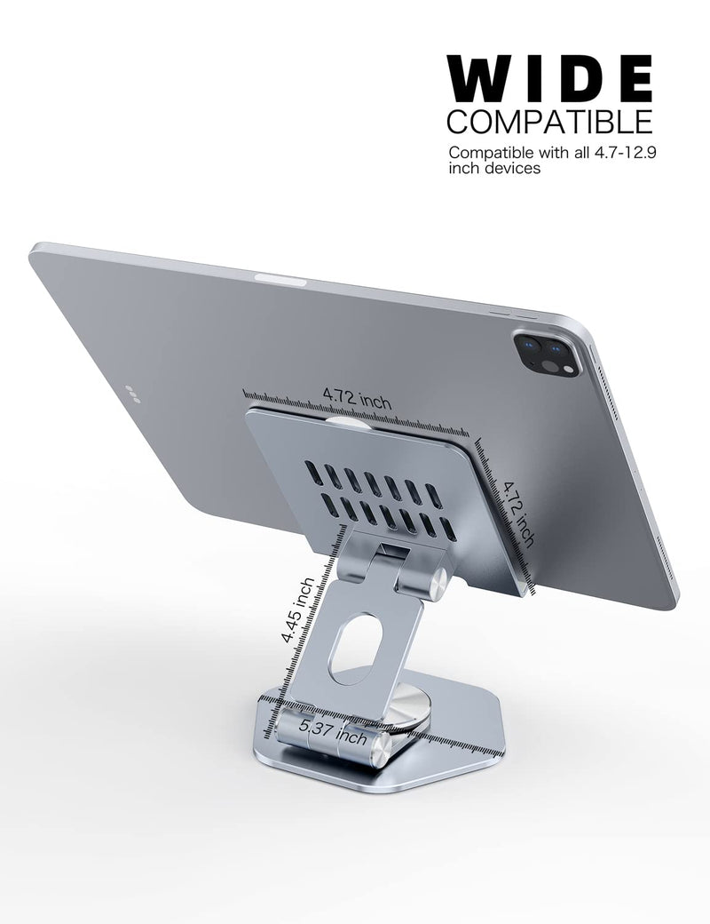  [AUSTRALIA] - Tablet Stand Adjustable, iPad Stand for Desk, Swivel iPad Desk Stand, Aluminum Foldable Desktop Stand Holder for Writing and Drawing, Compatible with All Tablet Such as iPad Pro 11/12.9, iPhone. Rotary