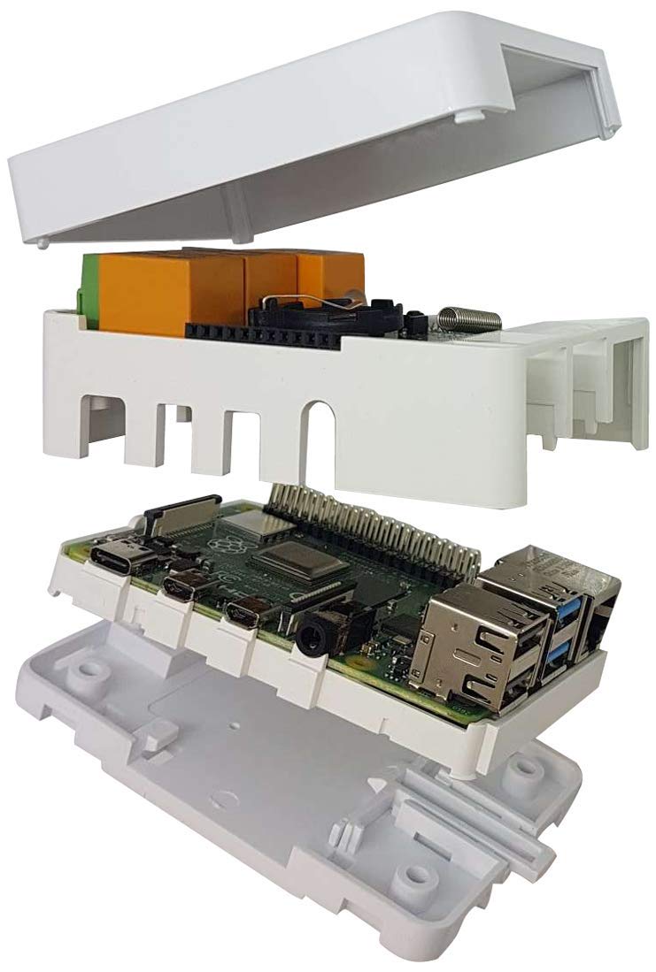  [AUSTRALIA] - MaticBox4 Case for Raspberry Pi 4 – Low Profile, Stackable, Universally Mountable DIN Rail, Automation Friendly, Fan Support (White) White