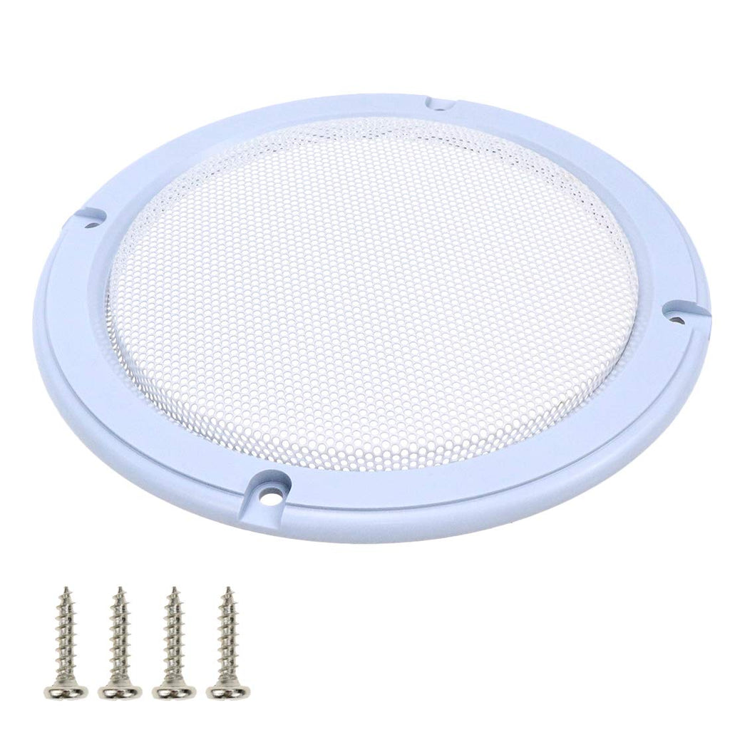  [AUSTRALIA] - Bitray 5 Inch White Mesh Speaker White Decorative Circle Grill Cover Guard Protector, 2PCS Car Speaker Audio Speaker Cover Protector with 8 Pcs Screws