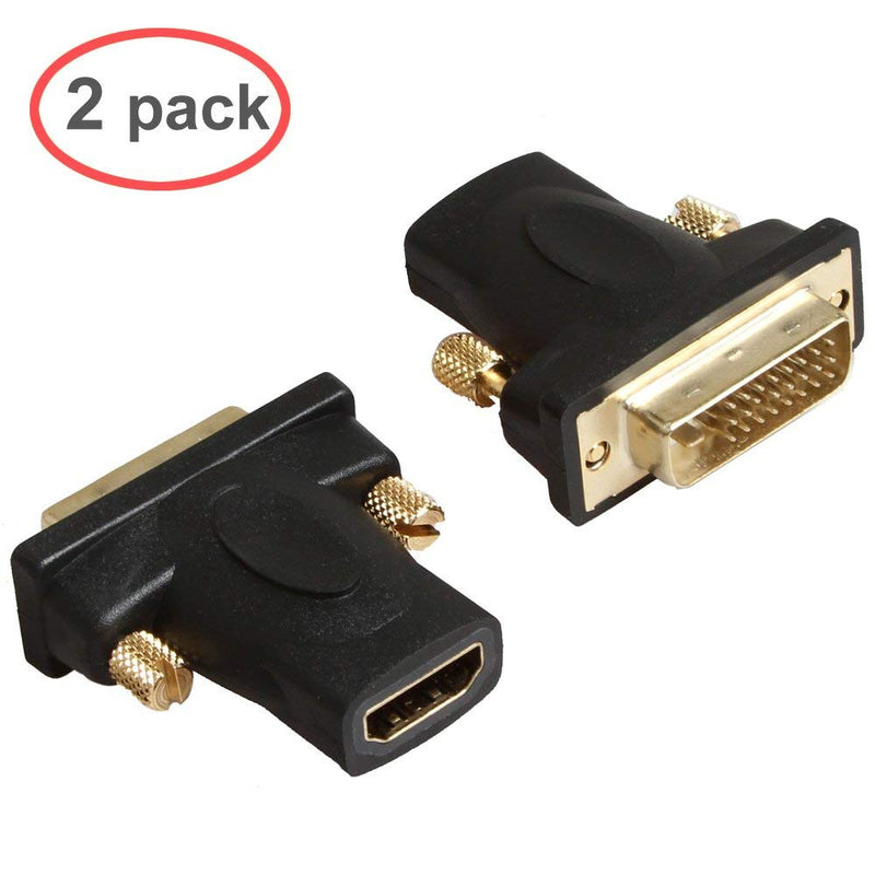  [AUSTRALIA] - LINESO 2 Pack DVI Male to HDMI Female Adapter Converter