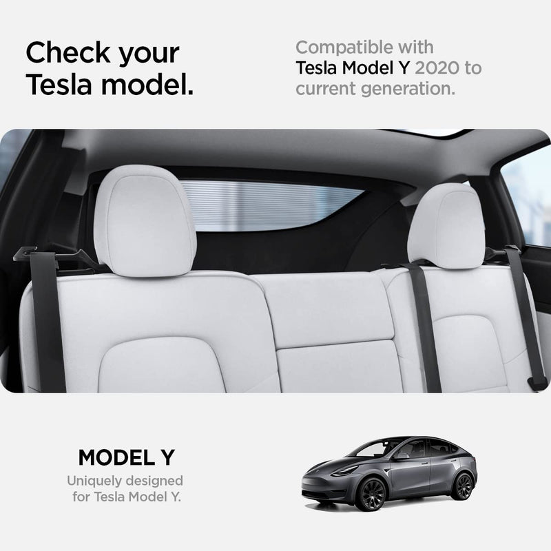  [AUSTRALIA] - Spigen Backseat Seatbelt Guide Holder Designed for Tesla Model Y (Black) - 2 Pack