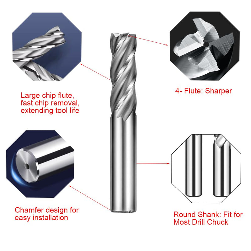  [AUSTRALIA] - ASNOMY 10pcs HSS End Mill CNC Lathe Straight Shank 2-12mm, 4 Flute Spiral Cutter Cutting End Mill Set Drill End Mill Cutter Bit 2/3/4/5/6/7/8/9/10/12mm 10pcs-2/3/4 /5/6/7/8/9/10/12mm