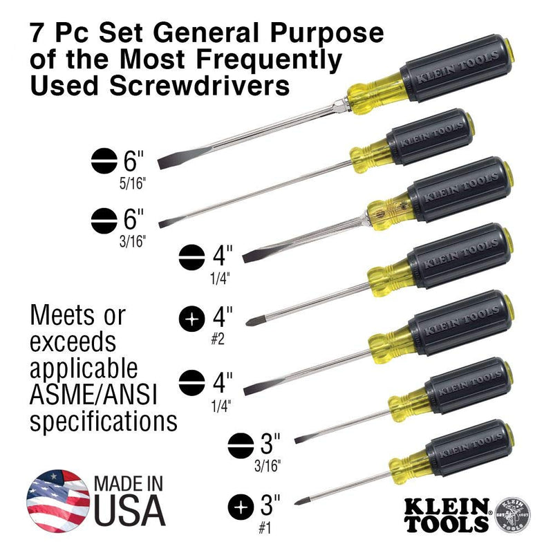 Klein Tools 85076 7 Piece Cushion-Grip Screwdriver Set - LeoForward Australia