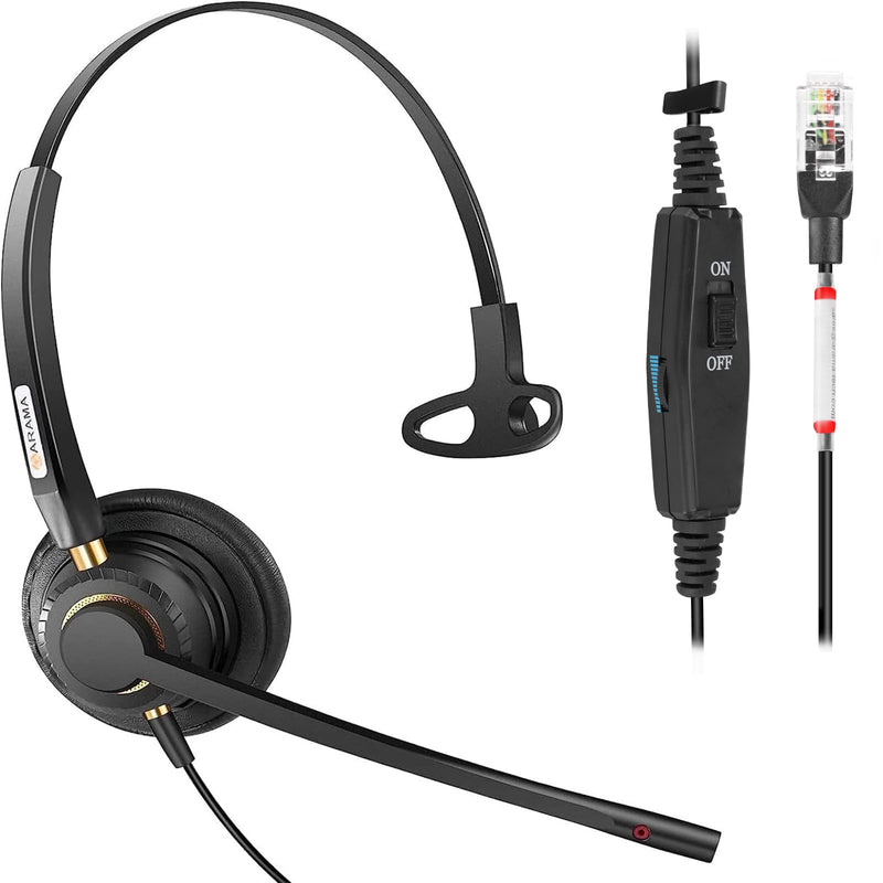  [AUSTRALIA] - Arama Cisco Phone Headset with Noise Canceling Microphone Mute Switch RJ9 Telephone Headset Compatible with Cisco Office Landline Phones 6941 7841 7861 7941 7942 7945 7960 7961 7962 7965 8811(A800C) Leatherette Earmuffs