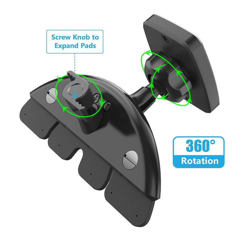  [AUSTRALIA] - WixGear Rectangular Head Universal CD Slot Magnetic Car Mount Holder, for Cell Phones and Mini Tablets with Fast Swift-Snap Technology