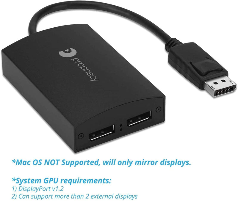  [AUSTRALIA] - gofanco Prophecy 1x2 DisplayPort 1.2 to 2 Port Display Adapter – DP to Dual DisplayPort MST Hub Converter, 4K @30Hz, for Windows PCs, Not Mac OS Compatible, Eyefinity Support, TAA Compliant