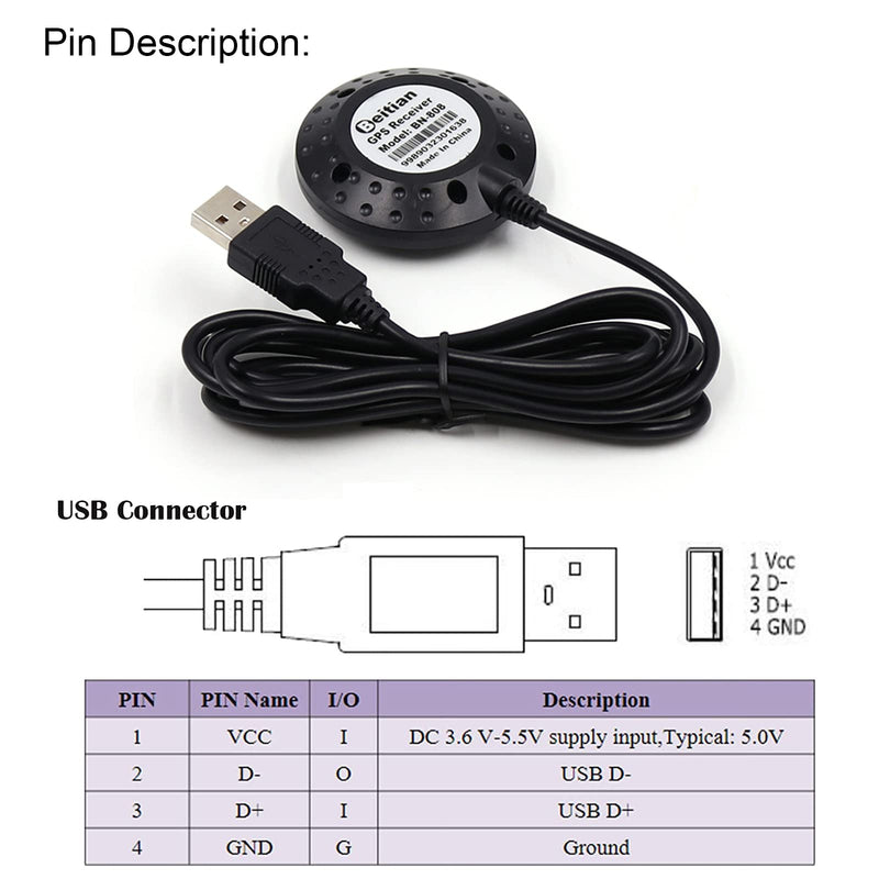  [AUSTRALIA] - Geekstory BN-808 G-Mouse USB GPS Dongle Navigation Module M8030-KT Chip External GPS Antenna with 4M Flash USB GPS Receiver for Raspberry Pi Linux Windows 7 8 10