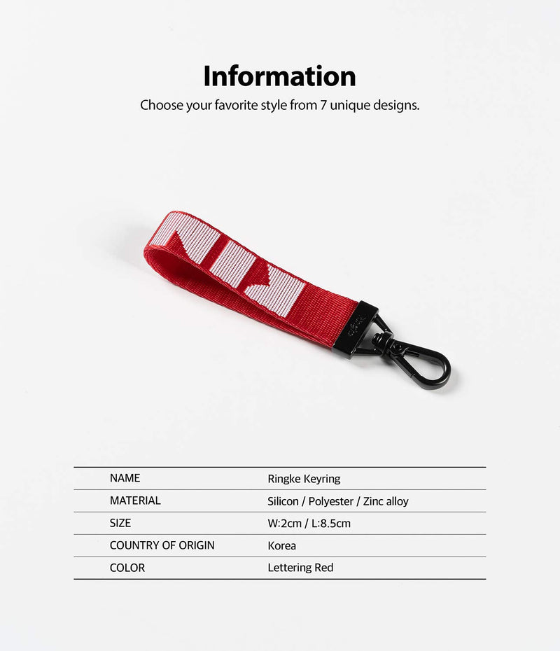  [AUSTRALIA] - Ringke Key Ring Strap Compatible with Earbuds, Keys, Cameras & ID QuikCatch Keyring Lanyard - Lettering Red