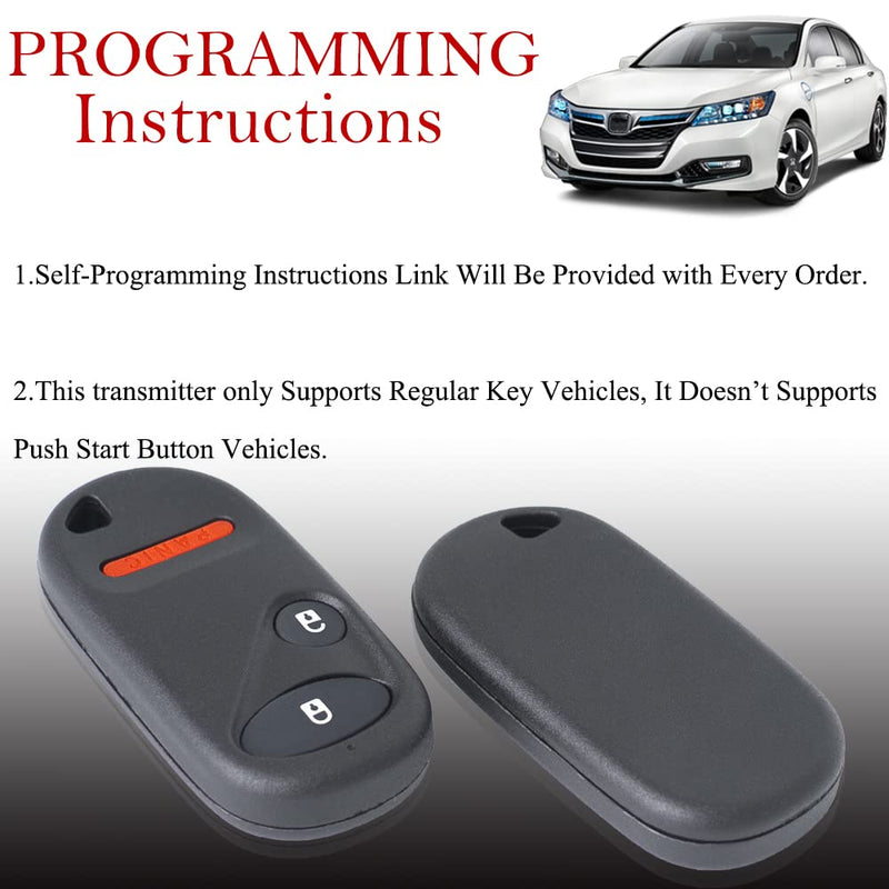  [AUSTRALIA] - Key Fob Remote Replacement Fits for Honda Civic DX EX LX 2001 2002 2003 2004 2005/Honda Pilot 2003 2004 2005 2006 2007 NHVWB1U523 Keyless Entry Remote Control NHVWB1U521 72147-S5A-A01(Pack of 2)
