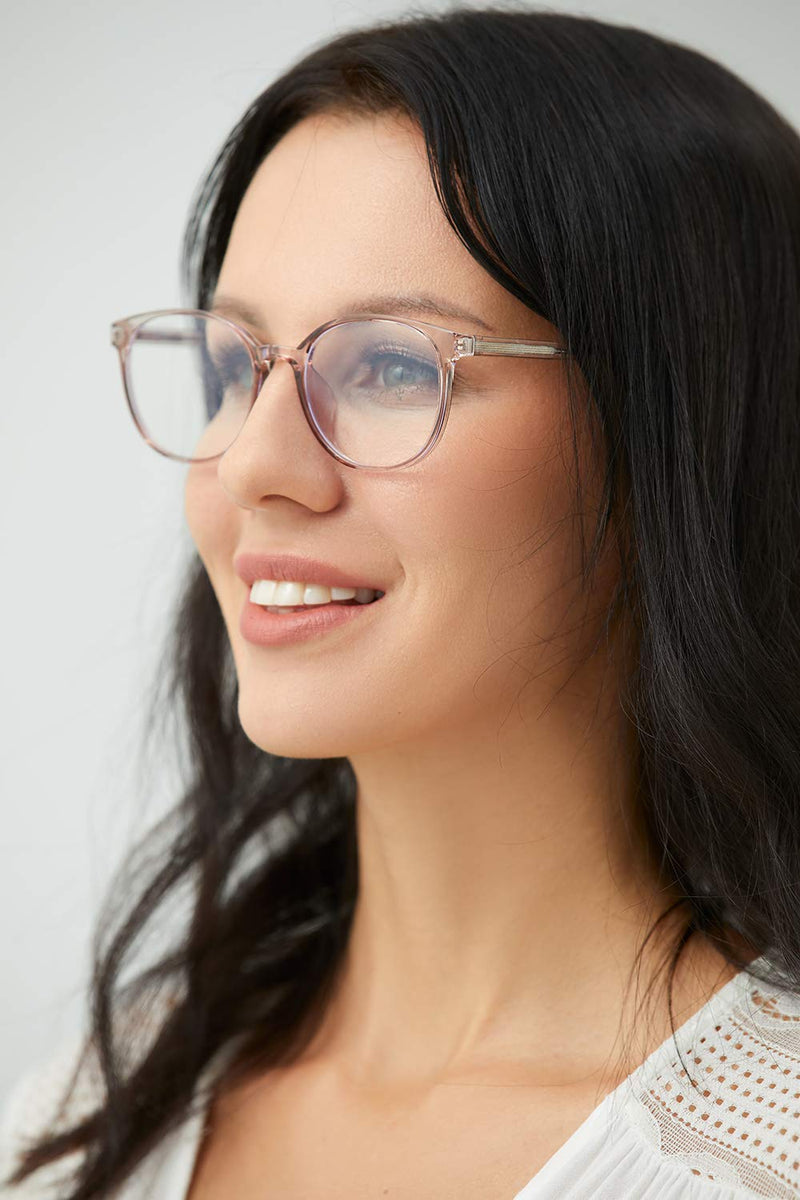  [AUSTRALIA] - FONHCOO Blue Light Blocking Glasses Women Men TR90 Round Computer Eyeglasses (Blue)