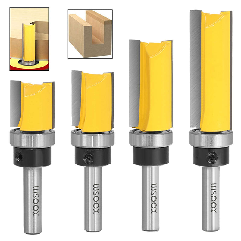  [AUSTRALIA] - WSOOX 4-piece flush cutter with shaft 8 mm, professional accessories, wood cutter router bit router