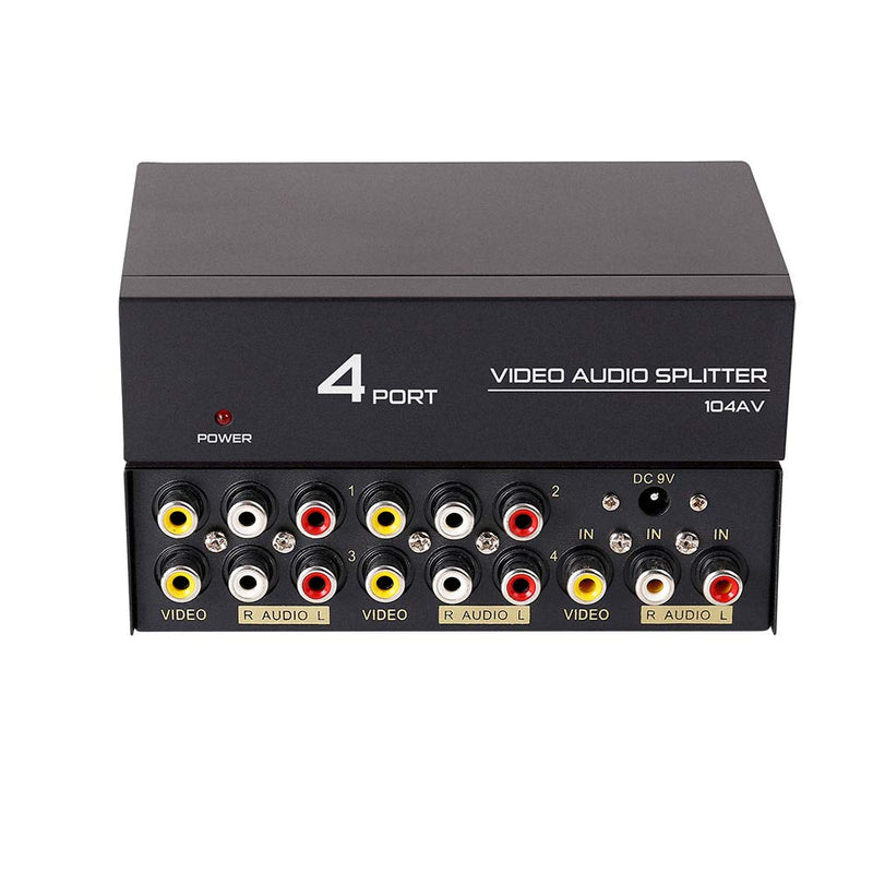  [AUSTRALIA] - DTECH Powered 4 Way 3 RCA Splitter Box 1 in 4 Out Composite Video Audio Distribution Duplicator with Power Adapter 4 Port RCA Splitter