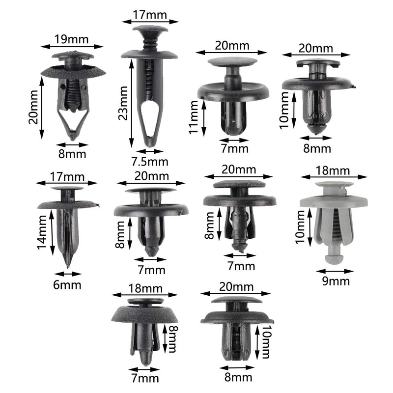  [AUSTRALIA] - AUTOKAY 100x Trunk Screw Rivets Set Car Bumper Fender Fits for Auto Plastic Fastener Clips