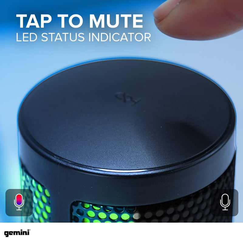  [AUSTRALIA] - Gemini Sound GSM-100 PC Computer USB Condenser Microphone with RGB LED Lights, Headphone Jack, Volume and Background Noise Reduction Controls for Live Streaming, Podcasting, Chat, Gaming, Twitch, Zoom