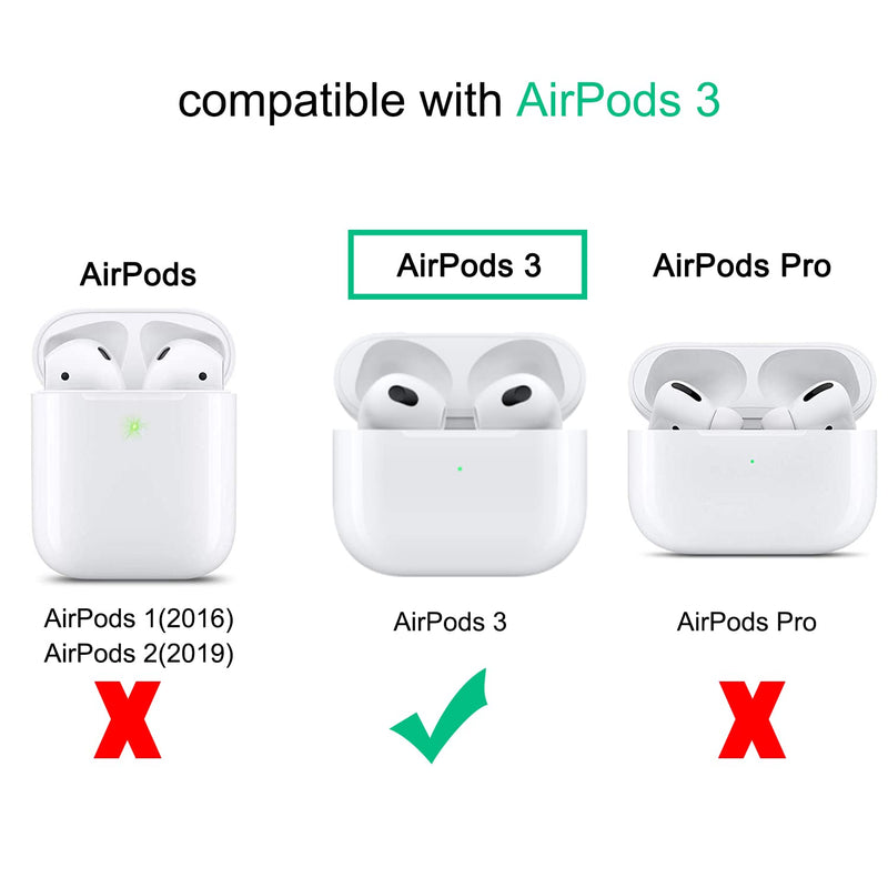  [AUSTRALIA] - Ailun AirPods 3 Case Cover with Keychain Neck, Protective Silicone Case Skin Compatible with AirPods 3rd Generation (2021 Released), Shockproof, Supports Wireless Charging [Black]