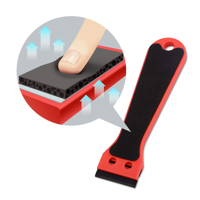  [AUSTRALIA] - FOSHIO 6 Inch Plastic Scraper with 20 PCS Plastic Razor Blades, Scraper Tool for Sticker, Gasket, Label Remover (Red) Red