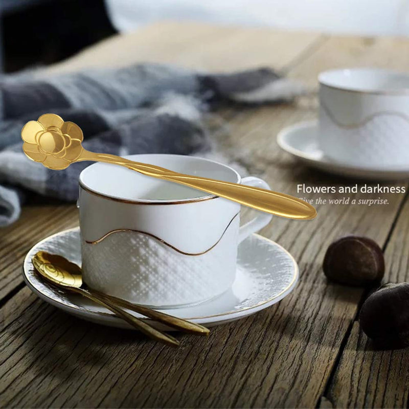  [AUSTRALIA] - Stainless Steel Creative Flower Coffee Spoon Soup Spoons Sugar Spoons, Ice-Cream Tea Stirring Spoons 4.8 Inches Retro Dessert Demitasse Espresso Spoons Cutlery Kitchen Tableware-Set of 12 Gold,Style 1