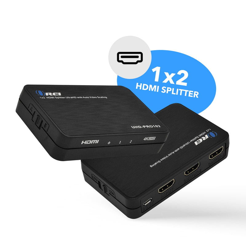  [AUSTRALIA] - OREI 4K@60Hz 1 in 2 Out HDMI Duplicator Splitter - with Scaler 1x2 2 Ports with Full Ultra HD, HDCP 2.2, 4K at 60Hz 4: 4: 4 1080p & 3D Supports EDID Control - UHD-PRO102 1 x 2 HDMI Splitter