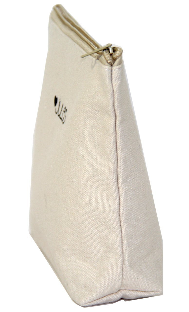 Jules Natural Canvas Makeup Bag With Zipper Closure"In Case of an Emergency Apply Mascara to Yourself Before Helping Others" - LeoForward Australia