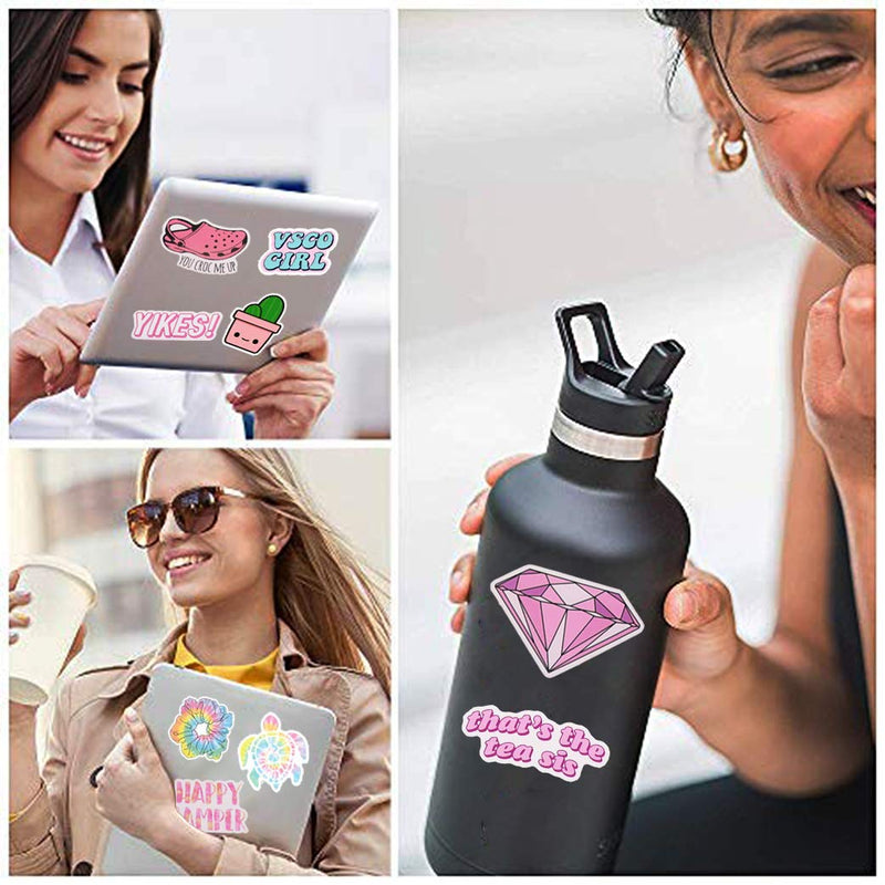 100 Pink VSCO Stickers, Aesthetic Stickers, Cute Stickers, Laptop Stickers, Vinyl Stickers, Stickers for Water Bottles, Waterproof Stickers for Kids Teen Girls, Sticker Packs - LeoForward Australia