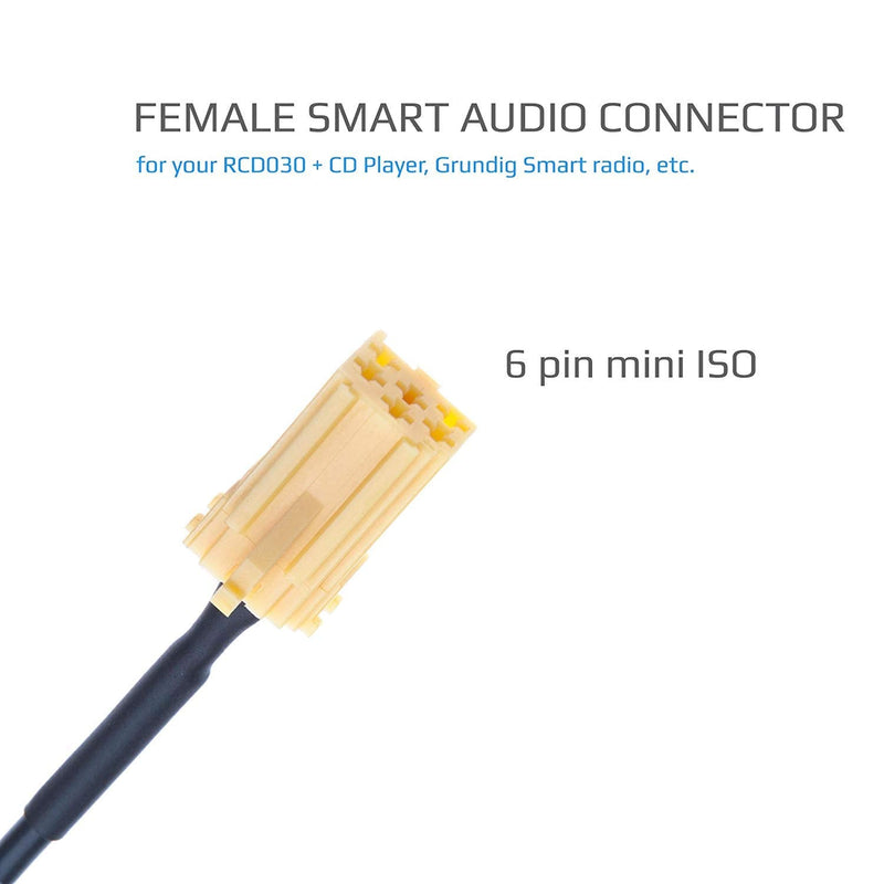  [AUSTRALIA] - Car Line-in Aux Adapter 3.5mm Jack Aux Audio Cable Connector Mini ISO Socket for Lancia Musa 350, Ypsilon 846, Ypsilon 843, Smart Fortwo 451, Roaster, Paugeot Boxer, Citroen Jumper, Alfa Romeo 159