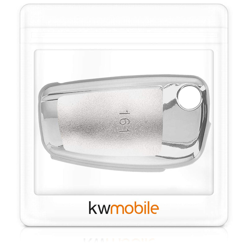  [AUSTRALIA] - kwmobile Car Key Cover for Audi - Soft TPU Silicone Protective Key Fob Cover for Audi 3 Button Flip Key - Silver High Gloss