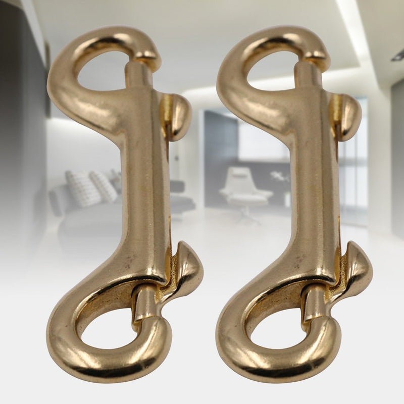 [AUSTRALIA] - UKCOCO 2 Pack Scuba Diving Double Ended Brass Trigger Clips Snap Hook for Bag Key Keychain Luggage Strap 90mm