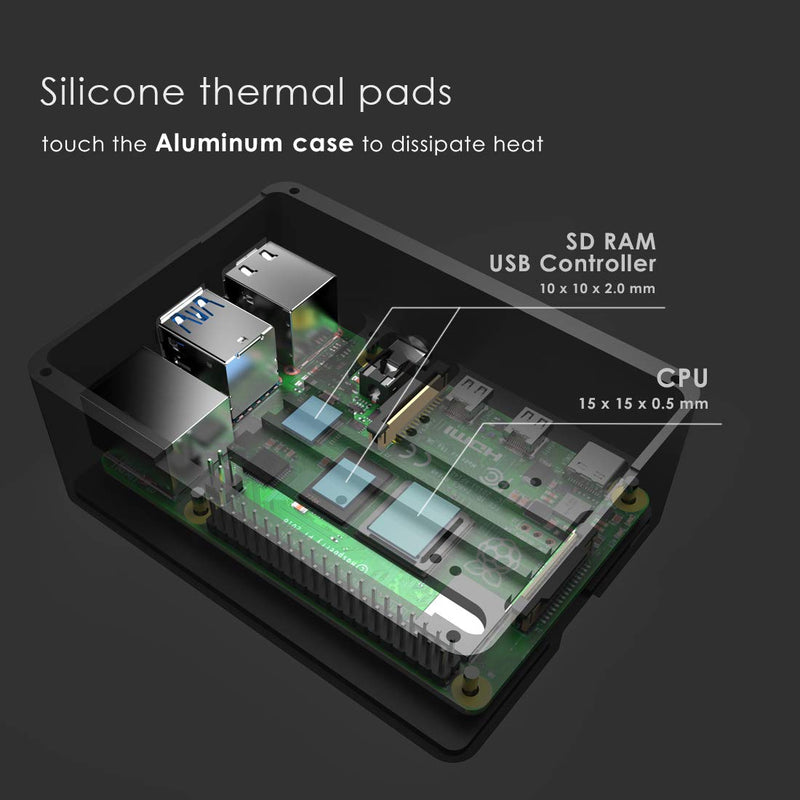  [AUSTRALIA] - anidees Aluminum Heat Sinks Pi Case with Silicone Thermal Pad for Raspberry Pi 4 Model B (AI-PI4-BB-PRO) Standard Black