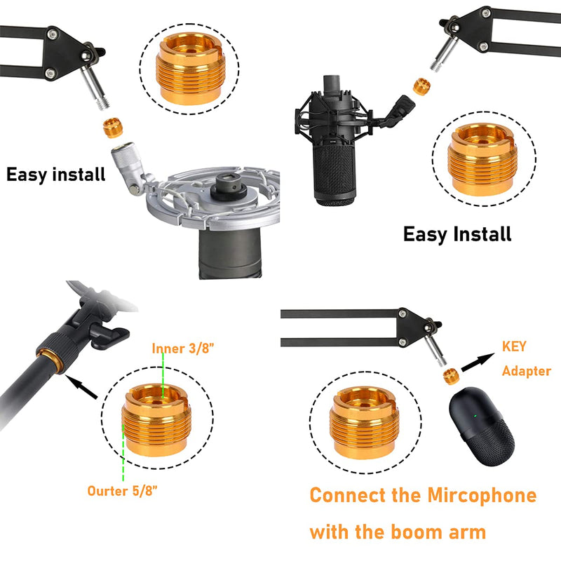  [AUSTRALIA] - YUZUHOME Thread Adapter Microphone Stand 1/4"-16 Female To 3/8"-20 Male For Camera Monitor, Mount Avatar, Qr Plate,5/8" To 3/8" Adapter, Microphone Stand Adapter To Tripod Adapter, 2 Grain.