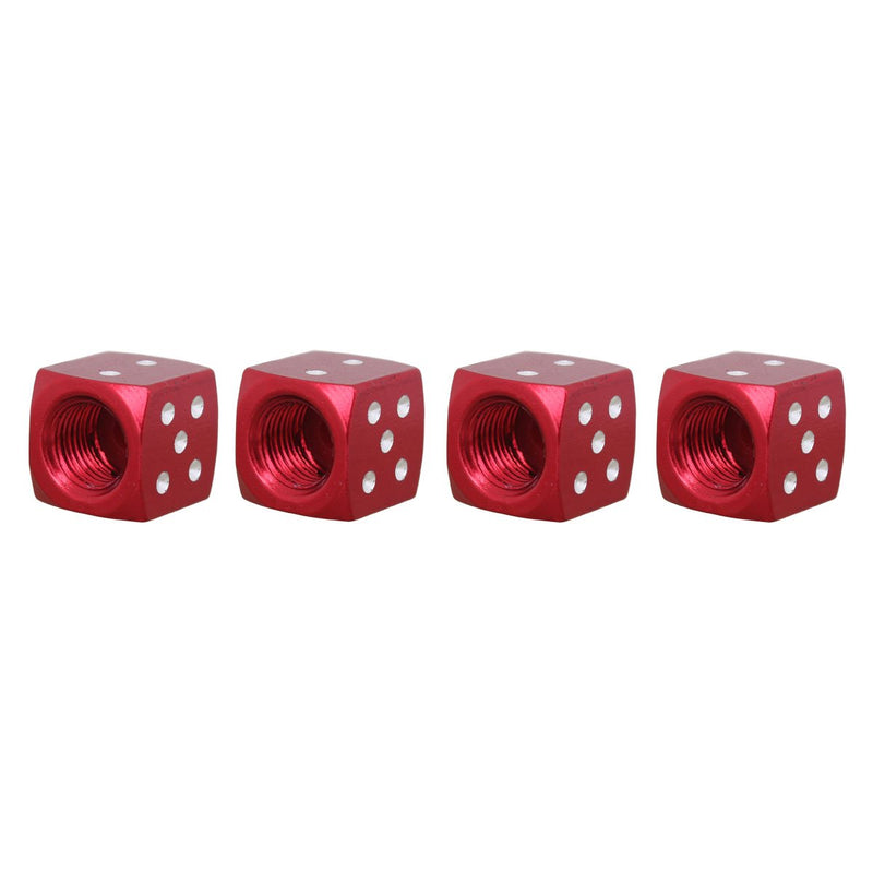 TOMALL 4pcs Dice Style Tire Valve Stem Caps for Car Moto Bicycle Red Aluminum Alloy - LeoForward Australia