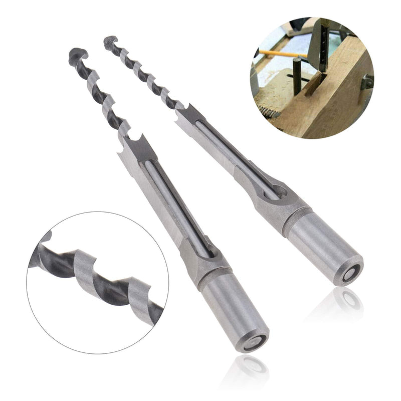  [AUSTRALIA] - 4 Pcs Woodworking Square Hole Drill Bits Wood Mortising Chisel Set 6.4mm/8mm/9.5mm/12.7mm For Carpentry Construction Decoration Industry