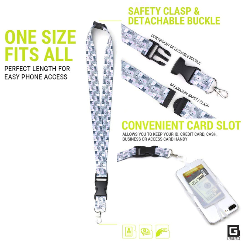  [AUSTRALIA] - Gear Beast Cell Phone Lanyard Compatible with iPhone, Galaxy & Most Smartphones Includes Phone Case Holder with Card Pocket,Soft Neck Strap with Breakaway Clasp & Detachable Convenience Cli Black