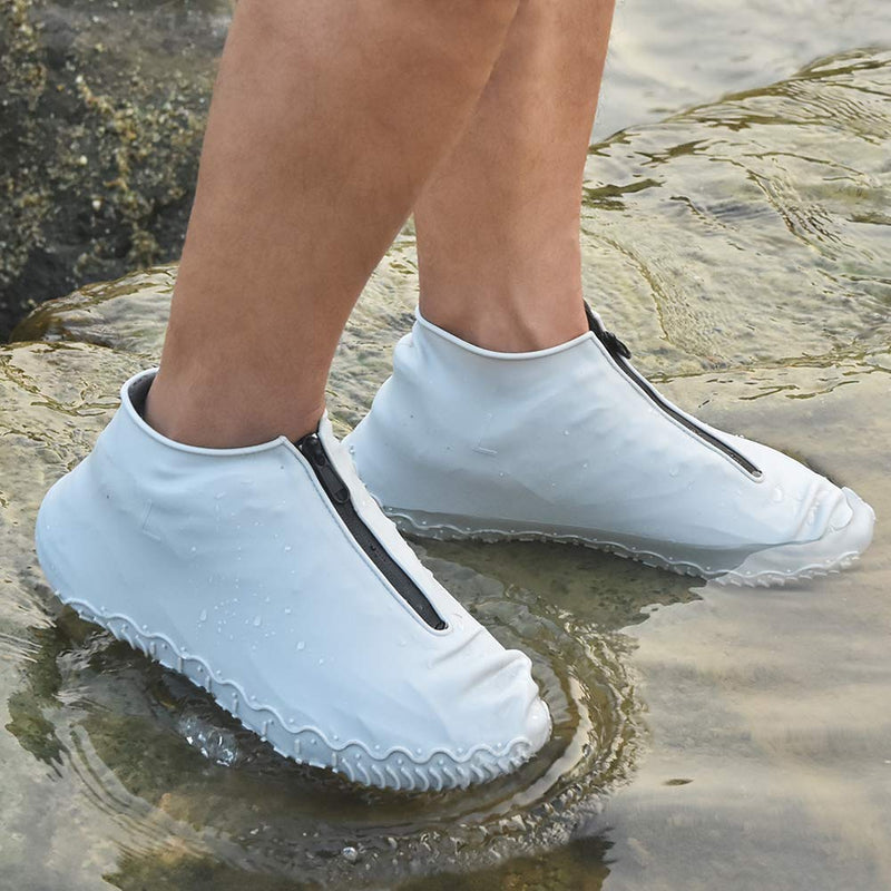  [AUSTRALIA] - Shiwely Waterproof Shoe Covers, Silicone Reusable Shoe Cover Non-slip Durable Zipper Elastic Rain Cover Protection for Men Women (XL (Women 11.5-14, Men 11-14), Grey) XL (Women 11.5-14, Men 11-14)