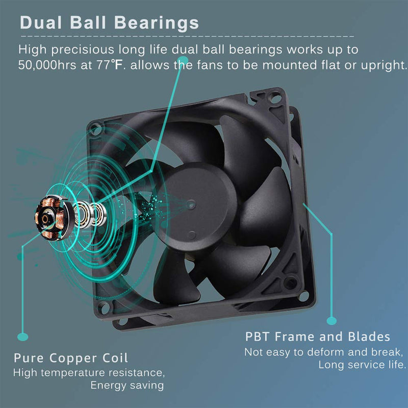  [AUSTRALIA] - GDSTIME EC Cooling Fan 80mm x 80mm x 25mm AC 110V 115V 120V 220V 240V Dual Ball Bearing