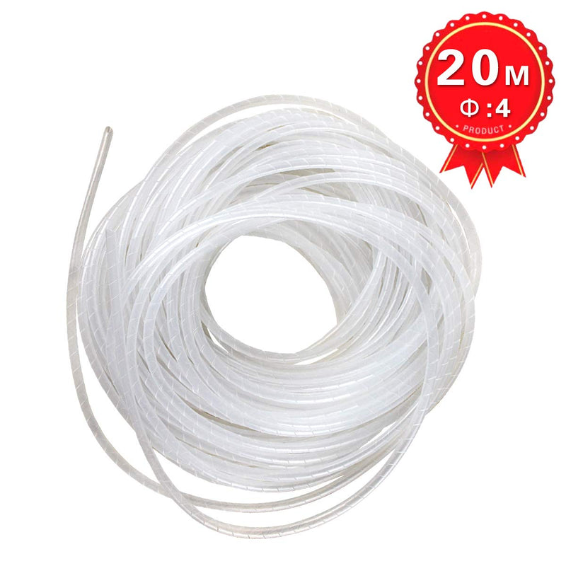  [AUSTRALIA] - XHF 4mm(Wrapping Range:1.5mm-10mm) Spiral Cable Wrap Spiral Wire Wrap Cord for Computer Electrical Wire Organizer Sleeve Hose RoHS Clear (Dia 4MM-Length 20M) Dia 4MM