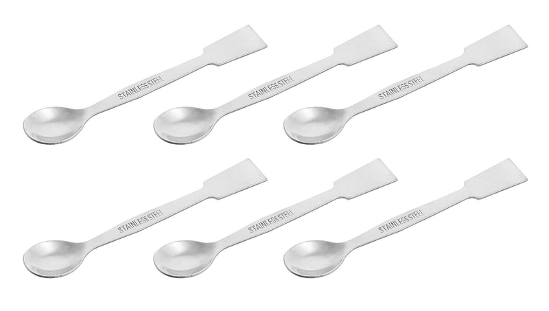  [AUSTRALIA] - 6PK Scoops with Spatula, 5.9" - Stainless Steel, Polished - One Flat End, One Spoon End - Eisco Labs