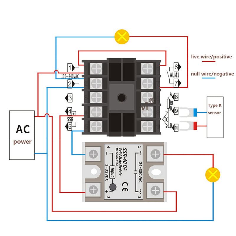  [AUSTRALIA] - WANGCL Digital PID Controller Intelligent Thermostat with 25A SSR Relay Type K Thermocouple for Electric Power Chemical Industry Holding Tanks Ovens - 0-1300℃