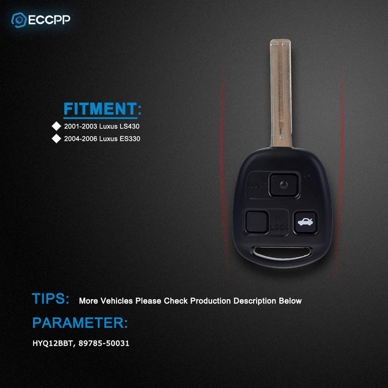 ECCPP Replacement fit for Uncut Keyless Entry Remote Key Fob Lexus LS430/ ES330 HYQ12BBT (Pack of 2) X 2pcs - LeoForward Australia