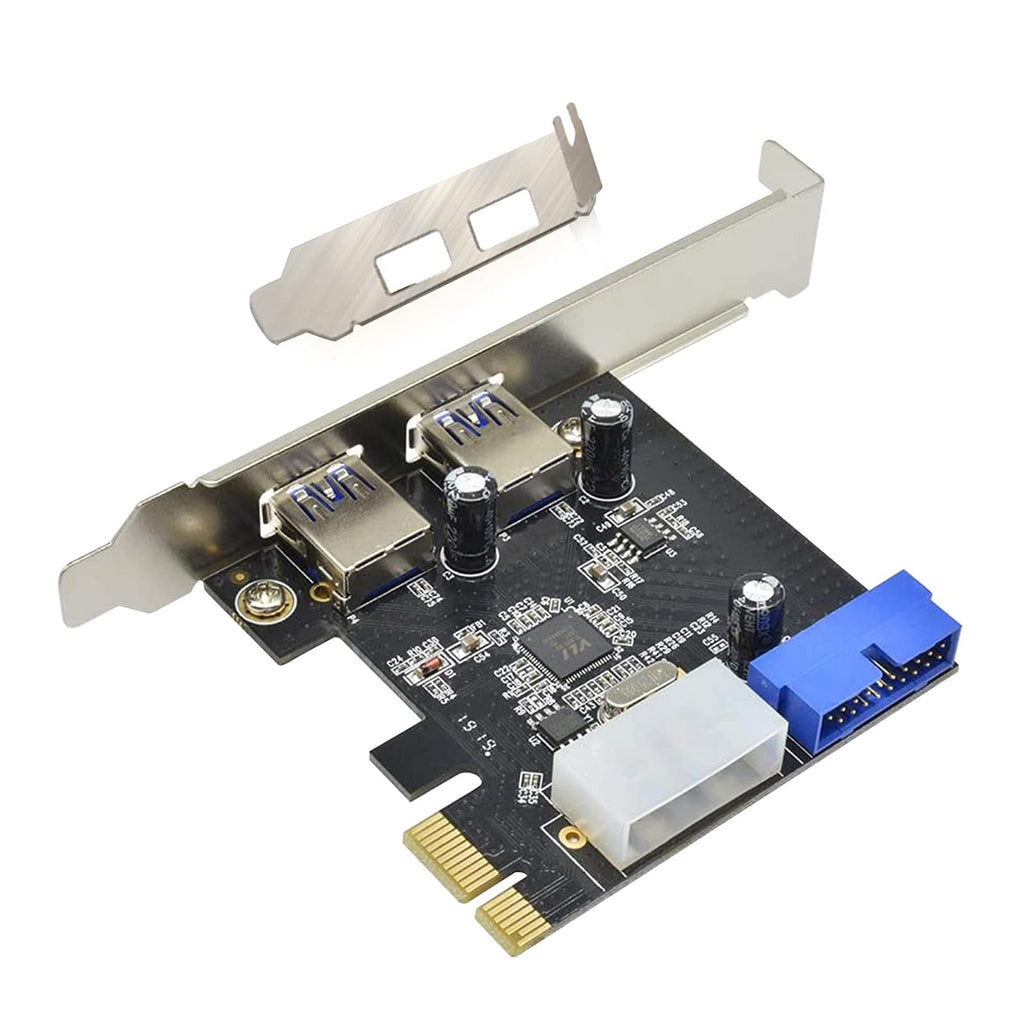  [AUSTRALIA] - 2 Port PCIE Expansion Card, Aideepen 2 Ports PCI-E to USB 3.0 Expasion Card with 4-Pin & 20 Pin Control Card Adapter PCI Express Controller Hub for Windows