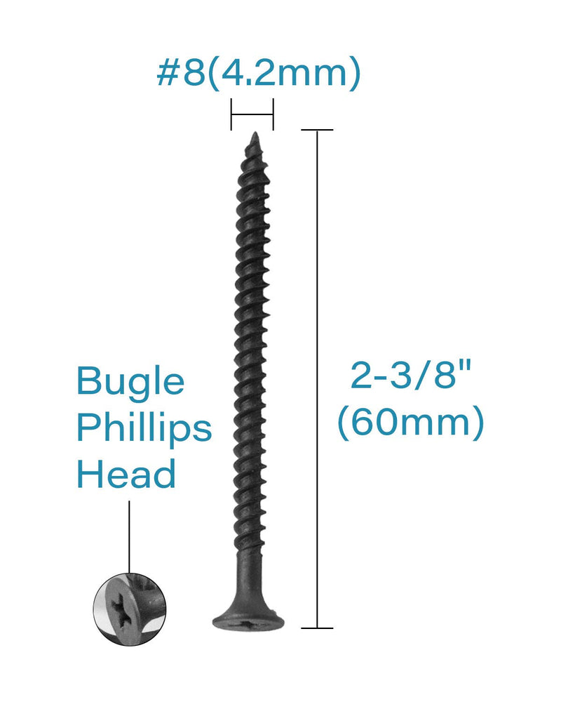  [AUSTRALIA] - IMScrews 50pcs #8x2-3/8" Flat Head Phillips Drywall Screws Fine Thread Sharp Point Wood Screw, Carbon Steel 1022A, Black Phosphate 50 Pcs #8x2-3/8"