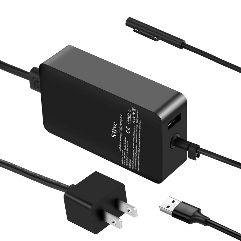  [AUSTRALIA] - Slive Updated Version Surface Pro Charger, 44W 15V 2.58A, Compatible for Microsoft Surface Pro 3, Pro 4, Pro 5, Pro 6, Pro 7 Surface Laptop 1/2, Surface Book & Surface Go, with 5V 1A USB Charging Port