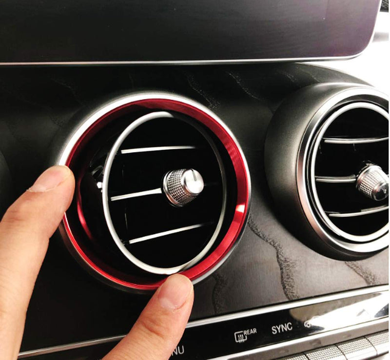  [AUSTRALIA] - iJDMTOY 7pc Sports Red Aluminum Air Conditioner Vent/Opening Outer Trim Decoration Covers Compatible With 2015-up Mercedes W205 C180 C250 C300 C350 C400 C63 AMG, 2016-up GLC Class, etc Mercedes W205 C/GLC Class Half Cover Outer Trim