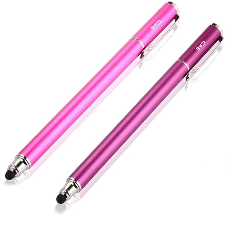 Bargains Depot (2 Pcs) [New Upgraded][0.18-inch Small Tip Series] 2-in-1 Stylus/Styli 5.5-inch L with 10 Replacement Rubber Tips -Purple/Pink Purple - LeoForward Australia