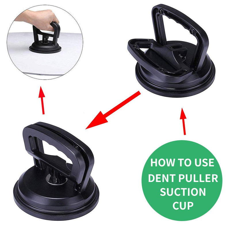  [AUSTRALIA] - WeTest Upgraded Black Aluminum Suction Cup Dent Puller Car Dent Puller, 2 Handle Lifter Dent Remover for Car Dent Repair, Heavy Duty Glass Lifting and Objects Moving